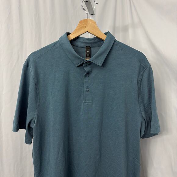 Lululemon Shirt Mens Large Evolution Polo Performance Stretch Blue - Picture 4 of 9